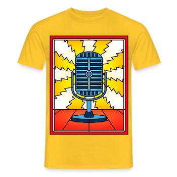 Stained Glass Vintage Microphone - Men's T-Shirt - yellow - Front - AI Model Male 178 dark (178cm)