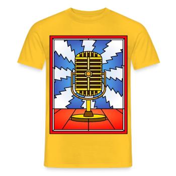 Retro Microphone Stained Glass Design - Men's T-Shirt - yellow - Front - AI Model Male 178 dark (178cm)