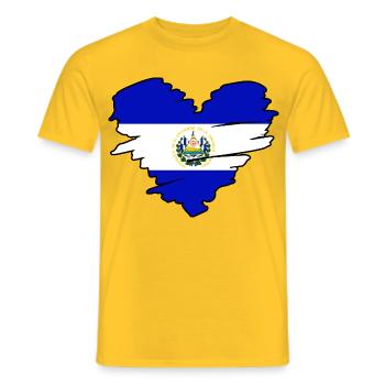 El Salvador Salvadoran Flag Heart El Salvador - Men's T-Shirt - yellow - Front - AI Model Male 178 dark (178cm)