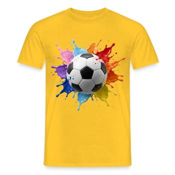 Ballon de football coloré avec éclaboussure aquarelle - T-shirt homme - jaune - Devant - AI Model Male 178 dark (178cm)