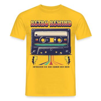 Retro Rewind – 80er Jahre Kassette - Männer T-Shirt - Gelb - Vorne - AI Model Male 178 dark (178cm)