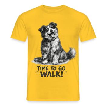 I'm Ready for the Walk Funny Dog - Men's T-Shirt - yellow - Front - AI Model Male 178 dark (178cm)