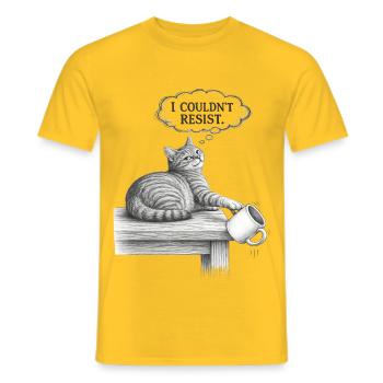 I Couldn't Resist Funny Cat Sketch - Men's T-Shirt - yellow - Front - AI Model Male 178 dark (178cm)