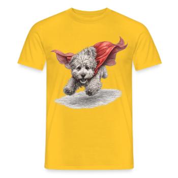 Super Dog Flying to the Rescue - Men's T-Shirt - yellow - Front - AI Model Male 178 dark (178cm)