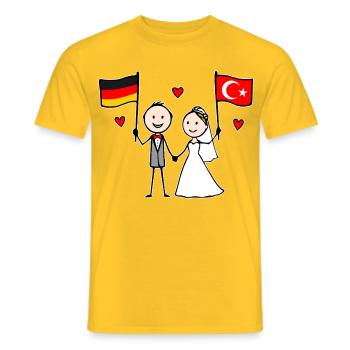Wedding couple Germany Turkey Flag - Men's T-Shirt - yellow - Front - AI Model Male 178 dark (178cm)