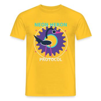 Neon Heron Protocol - Men's T-Shirt - yellow - Front - AI Model Male 178 dark (178cm)
