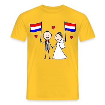 Couple de mariés Drapeau Hollandais - T-shirt homme - jaune - Devant - AI Model Male 178 dark (178cm)