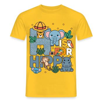 H c’est pour Hippo Zoo Party Jungle Zoo Birthday - T-shirt homme - jaune - Devant - AI Model Male 178 dark (178cm)