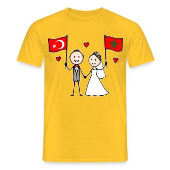 Couple de mariés, Drapeau Turquie du Maroc - T-shirt homme - jaune - Devant - AI Model Male 178 dark (178cm)