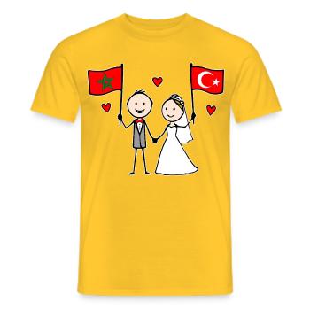 Couple de mariage Maroc Drapeau de la Turquie - T-shirt homme - jaune - Devant - AI Model Male 178 dark (178cm)