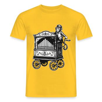 Orgue à baril vintage avec singe | Motif musical nostalgique - T-shirt homme - jaune - Devant - AI Model Male 178 dark (178cm)
