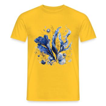 Herbier cyanotype abyssal - T-shirt homme - jaune - Devant - AI Model Male 178 dark (178cm)