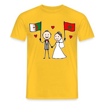 Hochzeitspaar Algerien Marokko Flagge - Männer T-Shirt - Gelb - Vorne - AI Model Male 178 dark (178cm)
