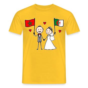 Couple de mariage Maroc Drapeau Algérien - T-shirt homme - jaune - Devant - AI Model Male 178 dark (178cm)