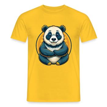 Panda Kawaii Maskottchen-Cartoon-Charakter-Clipart-Logo - Männer T-Shirt - Gelb - Vorne - AI Model Male 178 dark (178cm)