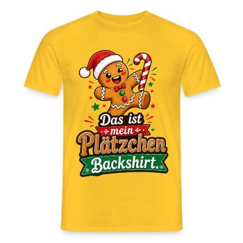 Das ist mein Plätzchen Backshirt Lebkuchen - Männer T-Shirt - Gelb - Vorne - AI Model Male 178 dark (178cm)