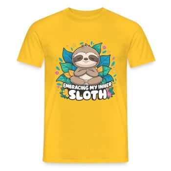 Mein Inner_Sloth umarmen - Männer T-Shirt - Gelb - Vorne - AI Model Male 178 dark (178cm)