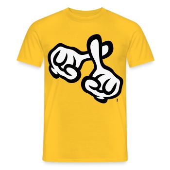 Croisons les doigts (mains / croix / Bible / religion, 2C) - T-shirt homme - jaune - Devant - AI Model Male 178 dark (178cm)