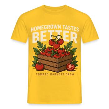 Homegrown Tomaten Ernte Crew - Männer T-Shirt - Gelb - Vorne - AI Model Male 178 dark (178cm)