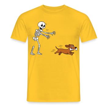 Halloween, Dackel, Skelett - Männer T-Shirt - Gelb - Vorne - AI Model Male 178 dark (178cm)