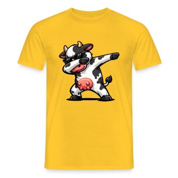 Dabbing Cow - Men's T-Shirt - yellow - Front - AI Model Male 178 dark (178cm)