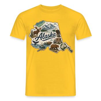 Alaska State Vintage Reise-Souveniraufkleber - Männer T-Shirt - Gelb - Vorne - AI Model Male 178 dark (178cm)