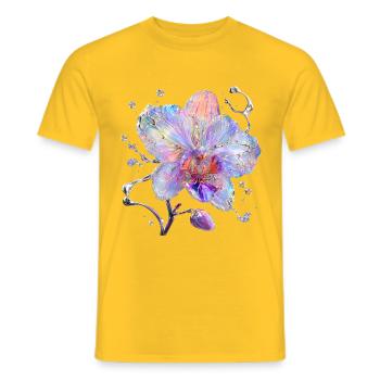 Irisierende Orchidee in Wassersplittern - Männer T-Shirt - Gelb - Vorne - AI Model Male 178 dark (178cm)