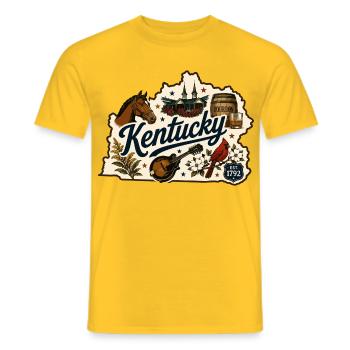 Vintage-Kentucky Bluegrass-Bourbon-Aufkleber - Männer T-Shirt - Gelb - Vorne - AI Model Male 178 dark (178cm)