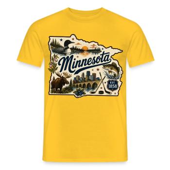 Minnesota Land of 10.000 Lakes Vintage-Aufkleber - Männer T-Shirt - Gelb - Vorne - AI Model Male 178 dark (178cm)