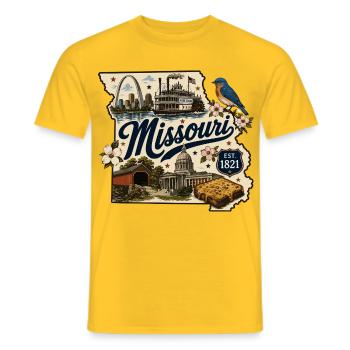 Missouri Show Me State Vintage-Reiseaufkleber - Männer T-Shirt - Gelb - Vorne - AI Model Male 178 dark (178cm)