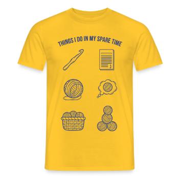Dinge, die ich in meiner Freizeit tue, lustiger Häkelliebhaber - Männer T-Shirt - Gelb - Vorne - AI Model Male 178 dark (178cm)