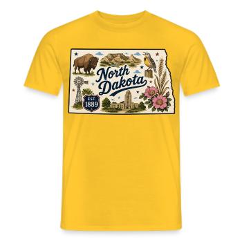 North Dakota Peace Garden State Vintage-Aufkleber - Männer T-Shirt - Gelb - Vorne - AI Model Male 178 dark (178cm)