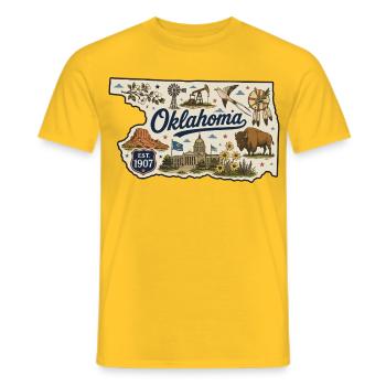 Oklahoma Sooner State Vintage Reiseaufkleber - Männer T-Shirt - Gelb - Vorne - AI Model Male 178 dark (178cm)