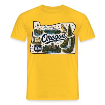 Oregon Beaver State Vintage Reiseaufkleber - Männer T-Shirt - Gelb - Vorne - AI Model Male 178 dark (178cm)