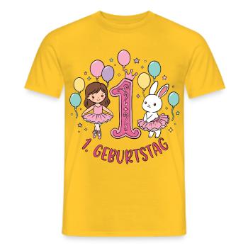  1. Geburtstag Ballerina  - Männer T-Shirt - Gelb - Vorne - AI Model Male 178 dark (178cm)