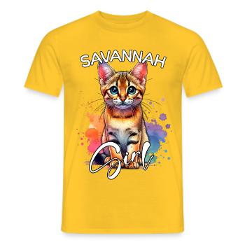 Savannah Cat Mädchen Savannah Katze - Männer T-Shirt - Gelb - Vorne - AI Model Male 178 dark (178cm)