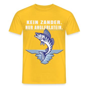 Kein Zander nur Anglerlatein – Angler Spruch - Männer T-Shirt - Gelb - Vorne - AI Model Male 178 dark (178cm)