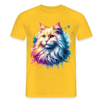 Türkisch Angorakatze Motiv - Männer T-Shirt - Gelb - Vorne - AI Model Male 178 dark (178cm)