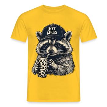 Hot Mess Waschbär Cap - Männer T-Shirt - Gelb - Vorne - AI Model Male 178 dark (178cm)