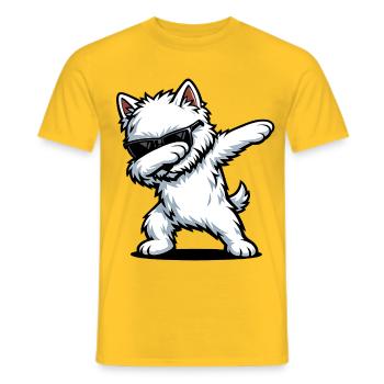 Dabbing West Highland White Terrier - Men's T-Shirt - yellow - Front - AI Model Male 178 dark (178cm)