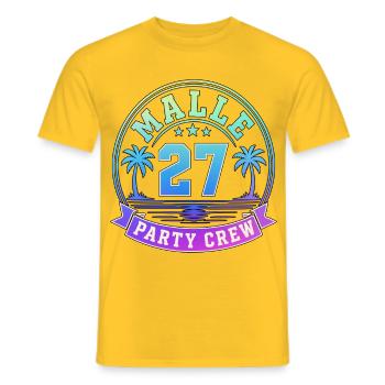 Malle 2027 Party Crew Mallorca Holiday Group - Men's T-Shirt - yellow - Front - AI Model Male 178 dark (178cm)