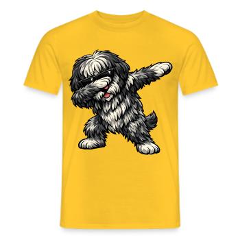 Dabbing Bergamo Shepherd Dog - Men's T-Shirt - yellow - Front - AI Model Male 178 dark (178cm)