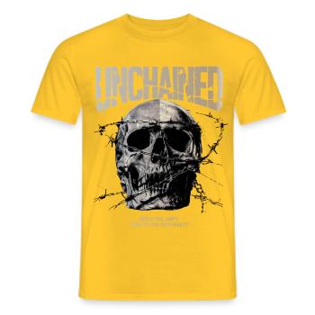 Unchained Skull Barbed Wire - Men's T-Shirt - yellow - Front - AI Model Male 178 dark (178cm)