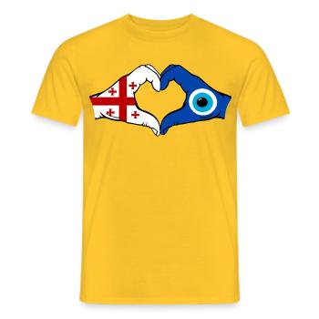 Drapeau du Georgia Nazar Mains en forme de cœur - T-shirt homme - jaune - Devant - AI Model Male 178 dark (178cm)