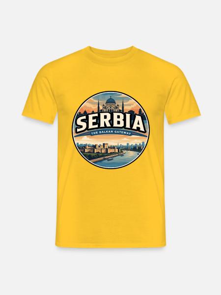 Retro-Serbien Belgrader Festungsabzeichen - Männer T-Shirt - Gelb