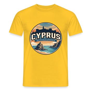 Insigne Rock Rétro de Chypre Aphrodite - T-shirt homme - jaune - Devant - AI Model Male 178 dark (178cm)