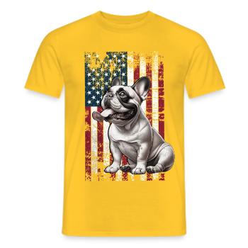 Bouledogue français US Französische Bulldogge - T-shirt homme - jaune - Devant - AI Model Male 178 dark (178cm)