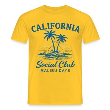 California Social Club Malibu Days - Men's T-Shirt - yellow - Front - AI Model Male 178 dark (178cm)