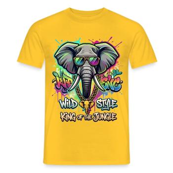 Graffiti Elephant: King of the Jungle - Men's T-Shirt - yellow - Front - AI Model Male 178 dark (178cm)