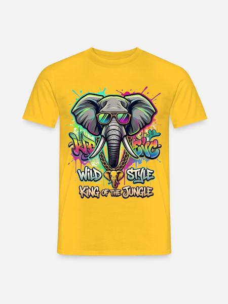 Graffiti-Elefant: König des Dschungels - Männer T-Shirt - Gelb